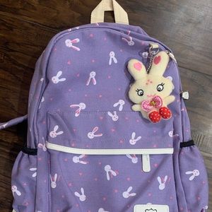 Child’s Purple Cloth Backpack with Cross-Strap Cloth Purse